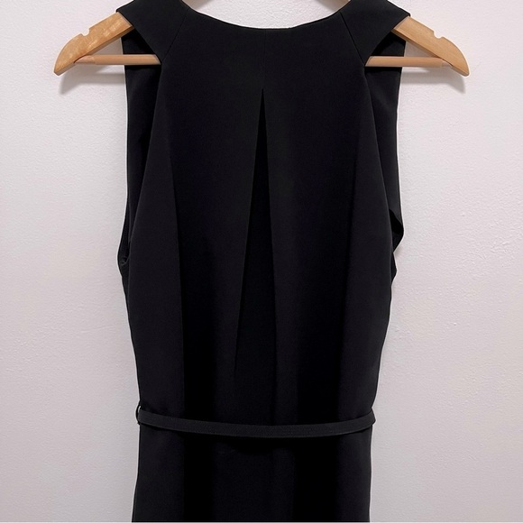 BABATON Aritzia Black V Neck Tie Waist Midi Dress With Dramatic Side Slits Sz M - Picture 5 of 9